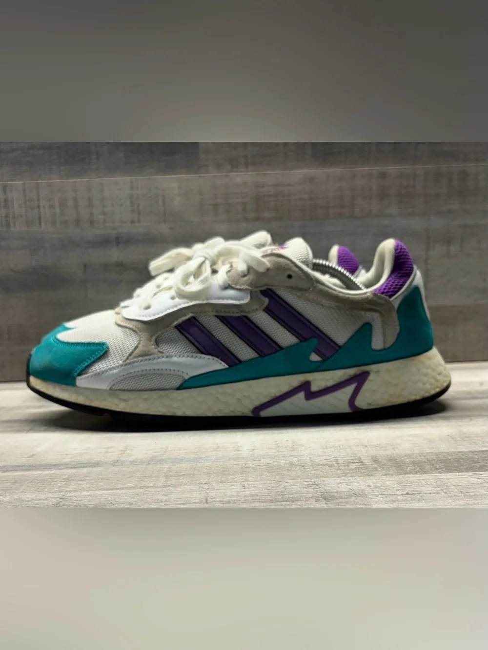 Adidas Tresc Run Mens Size 11 White Hi-res Aqua Purple EH1352 Running Shoes